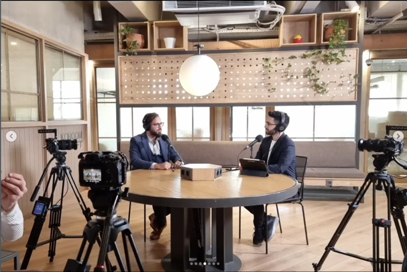 Podcast interview in studio